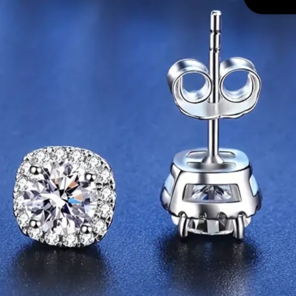 🔥🔹1ct GRA Cert’d Moissanite 925 Sterling Silver Earrings w/Cleaning Cloth 🔹🔥